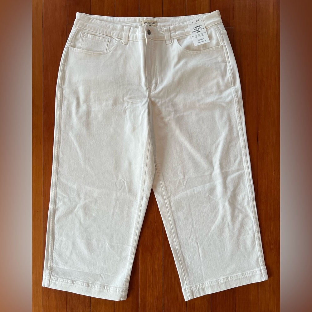 NWT Madewell The Plus Perfect Vintage Wide-Leg Crop Jean - 18W - Tile White